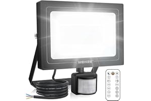 MEIKEE Security Lights with Motion Sensor 60W 3 Working Modes Stepless Brightness 5200 Lumen Adjustable 12m PIR Detection IP66 Waterproof Perfect for Garage Garden Forecourt with Remote Control