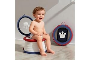 LYEFANCY Portable Potty for Toddlers, Travel Potty for Boys Girls, Foldable Potty Training Toilet, Baby Carry Potty Children Potty Chair with Storage Travel Bag for Camping Park (Blue)