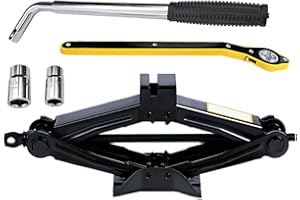 YOUNG WOLF Podnośnik nożycowy do samochodu, 2 tony, zestaw narzędzi do SUV-ów i samochodów, uniwersalny zestaw awaryjny z kluczem nasadowym