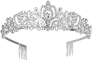 DECENTRALAND Crystal Rhinestones Wedding Tiara with Comb for Bridal Wedding Princess Queen Coronation Birthday Party Silver Crown Girl and Women Carnival Party Holiday Celebration for Adults