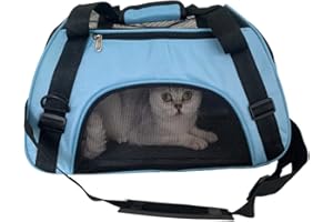 WENNEWU Transportbox FüR Katzen Und Hunde, Von Fluggesellschaften Zugelassene Transportboxen FüR Katzen, Geeignet FüR Reisen, Wandern Und Outdoor-Einsatz,Blau,Medium