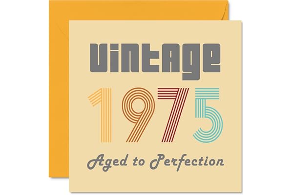 Stuff4 Cartes d'anniversaire pour hommes et femmes, vintage 1975 Aged To Perfection, carte d'anniversaire 50 amusante pour elle et lui, 145 mm, cartes de voeux d'anniversaire pour maman, papa