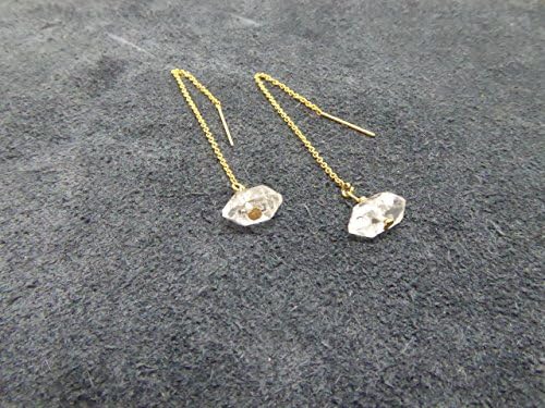 Diamond Drop Earrings On Gold Threaders Herkhimer Diamonds