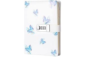 NectaRoy Bloc de Notas Contraseña Cuaderno, Cuaderno de Cuero PU Diario Planificado Organizador con Cerradura de Combinación, Soporte para Bolígrafo, 215x150mm