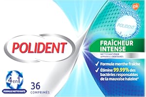 Polident Nettoyant Quotidien, Pour Prothèses Dentaires Partielles ou Complètes,Fraîcheur Intense, 36 Comprimés