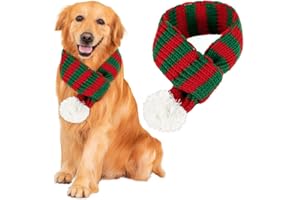 ZTA Dog Knitted Scarf for Dogs Cats Santa Red Green Scarf Winter Neck Warmer Pet Apparel Costume (Large)
