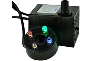 OUNONA Bomba para estanque con luces LED ajustables con enchufe europeo de 3 W