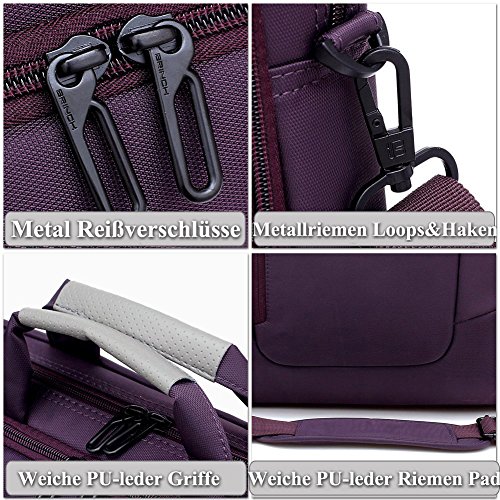 BRINCH 17,3 Zoll neue weiche Nylon stoßfest Laptop Computer Umhängetasche Messenger Bag Aktentasche mit Taschen & Griffe und abnehmbaren gepolstertem Schulterriemen für 17 – 17,3 Zoll Laptop / MacBook / Notebook / Chromebook / Tablet Computer,Violett - 6