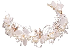 GYHWOFUL Haarschmuck Kommunion Hochzeit - Perlen, Muscheln, Haare Stirnband, Kopfschmuck, Haarband, Krone, Haarkranz für Kinder Mädchen, Braut Haarschmuck, Party Festival