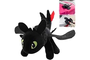UUIVIRS Dragon Plüschpuppe Black, Zahnlose Kleine Drachen Plüsch Spielzeug Puppe Mit Saugnäpfen, Verwendet Für Helm, Auto, Motorrad Dach Schiebedach Dekoratio (Schwarz,27cm)