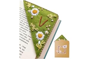 FANLULU 26 lettere personalizzate ricamate a mano segnalibro d'angolo,pagina triangolo feltro cucito angolo fatto a mano segnalibro,carino fiore lettera ricamo segnalibri accessori
