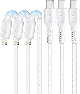 Apple iPhone Fast Charger Cable，3 Pack Level Black USB C to Lightning Cable 6.6FT 20W Fasting Charging iPhone Cable for iPhone 13/12/XS/XR/X 8/iPad/AirPods Pro，Supports Power Delivery &amp; All iOS System