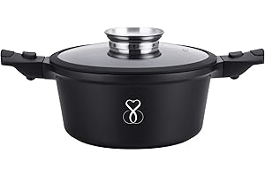 STONE&STONE Pentola a induzione in pietra professionale estremamente antiaderente tecnologia tedesca fondo in acciaio risparmio in bolletta del 50% casseruola cuoci pasta, perfetta per gas piano induzione (24CM)