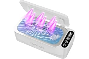 NAVIKIA Detergente ultrasonico per gioielli, macchina per la pulizia dei gioielli, 500 ml, detergente per gioielli Siver con 6 luci a LED, 4 modalità, pulitore per occhiali, anelli, protesi, paradenti
