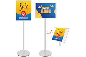 VAIIGO DIN A3 Plakatständer, Höhenverstellbar Infoständer, Schwerlast-Aufsteller, Präsentationsständer für Horizontal & Vertikal, Werbeaufsteller für Büro & Shop, Kundenstopper (A3, Silber)