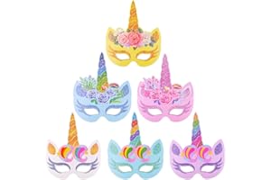 BESTZY 12 PCS Unicorn Paper Masks, Colour-In Masks with Elastic Rope for Kids Boys and Girl Birthday Party Favors, Halloween, Fancy Dress, Parties