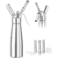 Décoration Gâteaux Douilles Siphon à Chantilly Newaner 500ml Aluminium - 3 Douilles Inox Et Brosse - Pâtisserie Et Desserts Siphon Chantilly 500ml