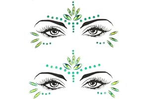 ‎WUIOS Meerjungfrau Gesicht Edelsteine Stick Juwelen für Frauen Cosplay Meerjungfrau Halloween Kostüm Gesicht Edelsteine Rave Karneval Glitzersteine für Gesicht Kostüm Tattoos Festival (Grün)