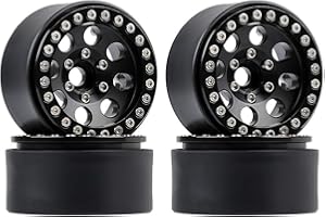 INJORA RC Cerchioni 4pcs 1,9inch Beadlock Wheel Rim per 1/10 RC Crawler Axial SCX10 90046 AXI03007 Traxxas TRX4 RedCat D90 (Nero)