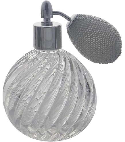 Kosmetex Parfümflakon Mit Ballpumpe – 75 Ml Glasflakon Mit Wirbelstreifen Zum Selbstbefüllen