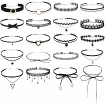 Soleebee Lot 12 Colliers Choker Tatouage - Noir Élastique Mode Gothique