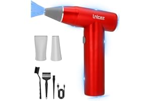 Lnicez 𝟏𝟱𝟬𝟬𝟬𝟬 RPM Compressed Air Duster-Electric Air Duster Compressed Air with [Powerful Brushless & Coreless Motor] [Elegant All Metal] Air Blower Compressed Air Cleaner for PC Keyboard (Red)