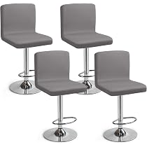4 Housses De Chaise De Bar Minicloss - Gris Foncé - Élastiques, Amovibles - Pour Chaises Pivotantes
