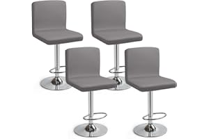 Eozakavod Funda para Taburete de Bar 4 Piezas Fundas para Sillas de Bar Elásticas Funda para Silla de Comedor Lavables Cubierta de Taburete de Bar Fundas Sillas para Taburetes de Bar (Gris, 4 Piezas)