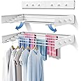 U-HOOME【Upgrade】Laundry Drying Rack,Foldable Clothing Drying Rack Wall Mounted,Space Saving Clothes Drying Rack Hanger for Laundry Bathroom,5 Aluminum Rods with 6 Hooks (80CM-WHITE)