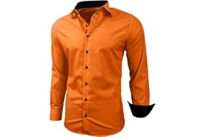 Baxboy Herren-Hemd Slim-Fit Bügelleicht Für Anzug, Business, Hochzeit, Freizeit - Langarm Hemden für Männer Langarmhemd R-44