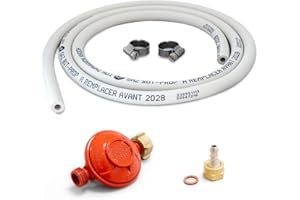 UNIVERS DU PRO Kit connexion gaz complet pour Appareils à gaz (Détendeur PROPANE 37 mbar + tuyau souple 1.50m + embout tétine)