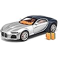 1:24 Scale Bugatti Diecast Car Pull Back Toy Car, Doors Open, Light and Sound, Silver