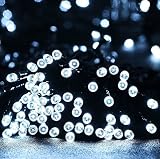 KEEDA LED Solar Lichterkette,12 Meter 100er 8Modi, Außenbeleuchtung, Dekorative Lichter/ Beleuchtung, Solarlichterketten/ Solar Beleuchtung, Lichterkette Außen, Weihnachtsbeleuchtung, Weihnachten Dekoration, Wassertropfen (Weiß) - 3