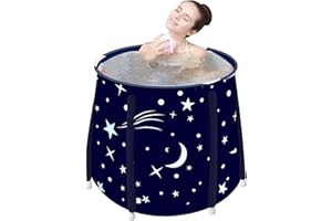 SINBIDE Baignoire Pliante pour Adulte, Hauteur 65 cm, Baignoire portable et Pliable avec Montage Rapide pour la Douche, Idéal pour le Bain de Glace & Chaud (Étoile bleu)
