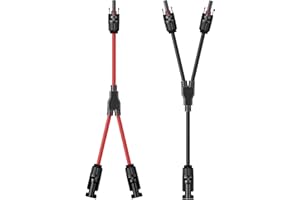 Owinus Y KabelSolar Y Stecker Solar 6mm2 Y Kabel,10AWG Solar YKabel 1 Paar 1Y2 SolarY Kabel 6mm2 MMF und FFM für PV Module.(Rot + Schwarz)