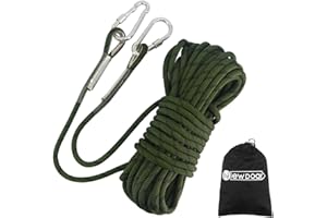 NewDoar 18KN Corde d'escalade Statique 10 mm (3/8 po) Cordon Accessoire Équipement 10m, 20m, 30m, 50m Corde d'évacuation Équipement d'escalade sur Glace Corde de Sauvetage Incendie-Vert/10 m