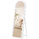 SONGMICS Full Body Mirror, Wavy with Stand, 63 x 50 cm | Unregular Floor Mirror, Floor Mirror, MDF Frame, for Bedroom, Living
