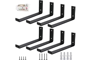 VTOPVMAX Pack de 8 Soporte Estanteria Pared para Balda Flotante - Escuadras Metalicas 0,5 cm de Espesor, Soporte Baldas Pared Industrial en Color Negro Moderno para Estanterias de Diseño, 30 cm