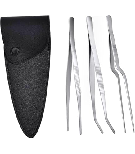 Pinzette Da Cucina In Acciaio Inox - 2 Pezzi (Dritta E Curva) 20cm | Punte Seghettate Per Alimenti - Foto 5