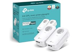 TP-Link TL-PA9025P KIT CPL 2000 Mbps avec 2 Ports Ethernet Gigabit et Prise Intégrée, Kit de 2 - Solution idéale pour profiter du service Multi-TV à la maison