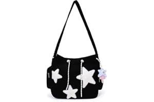 ACUYE Kawaii Messenger Bag for Women, Multiple Pocket Kawaii Crossbody Bag Aesthetic Shoulder Bag Cute Flap Messenger Bag Star Y2K Hobo Bag