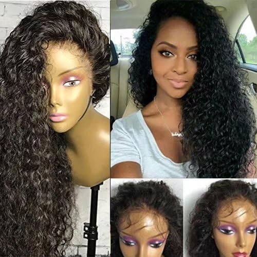 Human Hair Wigs Lace Front Beauty Hair Natural Wave Wig Glueless Lace Front Wigs with Baby Hair Human Hair Lace Wigs For Black Women 180 density(24 inch,1B)
