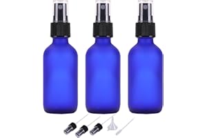 LIYUABU 60ml Sprühflasche Klein Glas,Glasflasche Blau Mattiert,Kleiner feiner Nebelzerstäuber wiederverwendbare Reisesprühflaschen für ätherisches Öl,Haare,Aromatherapie,Parfüm,Reinigung(3 Stück)
