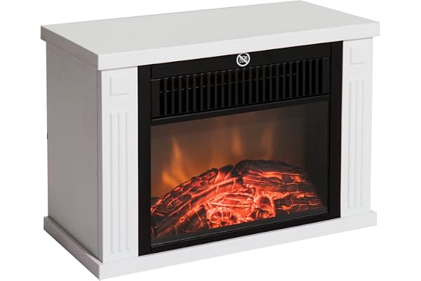 HOMCOM Cheminée électrique poêle Style Contemporain Thermostat 600-1200 W Blanc
