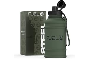 Fuel24 1.3L/2.2L Water Bottle Metal - STRONG, Drop & Leakproof BPA free 2L 1L Stainless Steel Water Bottle (1 Litre) - Large Gym Bottles for Men, Sports Water Bottle, Travel, Hiking Water Bottle