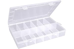 hünersdorff Boite rangement plastique PP-Eco avec 12 compartiments solide pour vis et autres petites pièces | compartimentage fixe | 23,3 x 33,9 x 5,8 cm, transparent