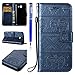 Produktbild EUWLY Lederhülle für [Samsung Galaxy J3 2017 US Edition], Ledertasche Handytasche Lederhülle Tasche Wallet Hülle im Bookstyle Handyhülle für Samsung Galaxy J3 2017, Niedlich Karikatur Mandala Orient Indien Elefant PU Leder Flip Tasche Case Brieftasche Ledertasche Schutzhülle Etui Schale Magnetverschluss Hülle Handyhülle Kartenfächer Standfunktion für Samsung Galaxy J3 2017 + Blau Eingabestift-Elefant,Marine Blau