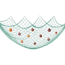 Rete Da Pesca Decorativa Nautica 2x1 Metri Con Conchiglie - Cornice Da Parete In Corda Di Cotone, Stile Spiaggia Mediterraneo Per Camera Da Letto E Casa (Blu) - 4