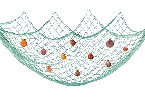 Fangoo 200 cm x 150 cm Fischernetz mit Muscheln Fischernetz Wand Dekoration Strand Themen Fischernetz Wandbehang für Party Home Wohnzimmer Schlafzimmer mediterranen Stil Dekor Wanddekoration, Türkis