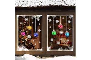 THE TILE STICKER COMPANY 2 sheets of Christmas stained glass Bauble Snowflake Window Stickers Cling